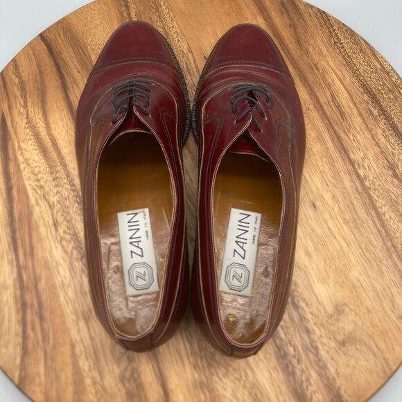 Zanin Oxfords Mens Size 10.5 Red Leather Cap Toe Dress Shoes Made in Italy - Picture 5 of 8